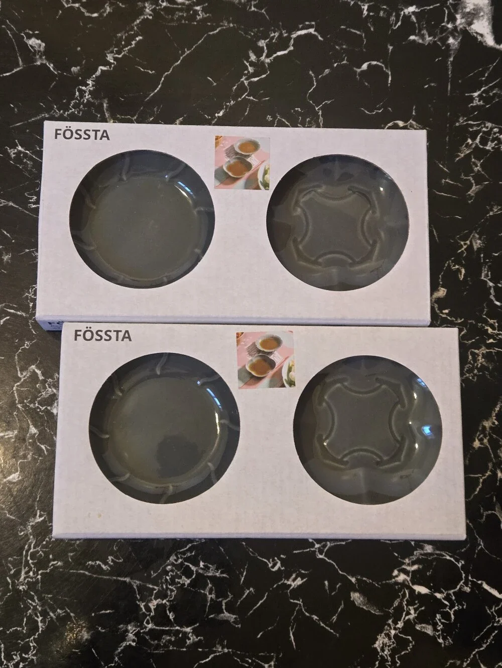 Retired FOSSTA Grey Flower Shape Dish Set - 2 Pack